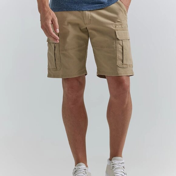Wrangler Mens Cargo Shorts Beige Flat Front High Rise Flap Pockets Cotton Sz 30 - Picture 1 of 8